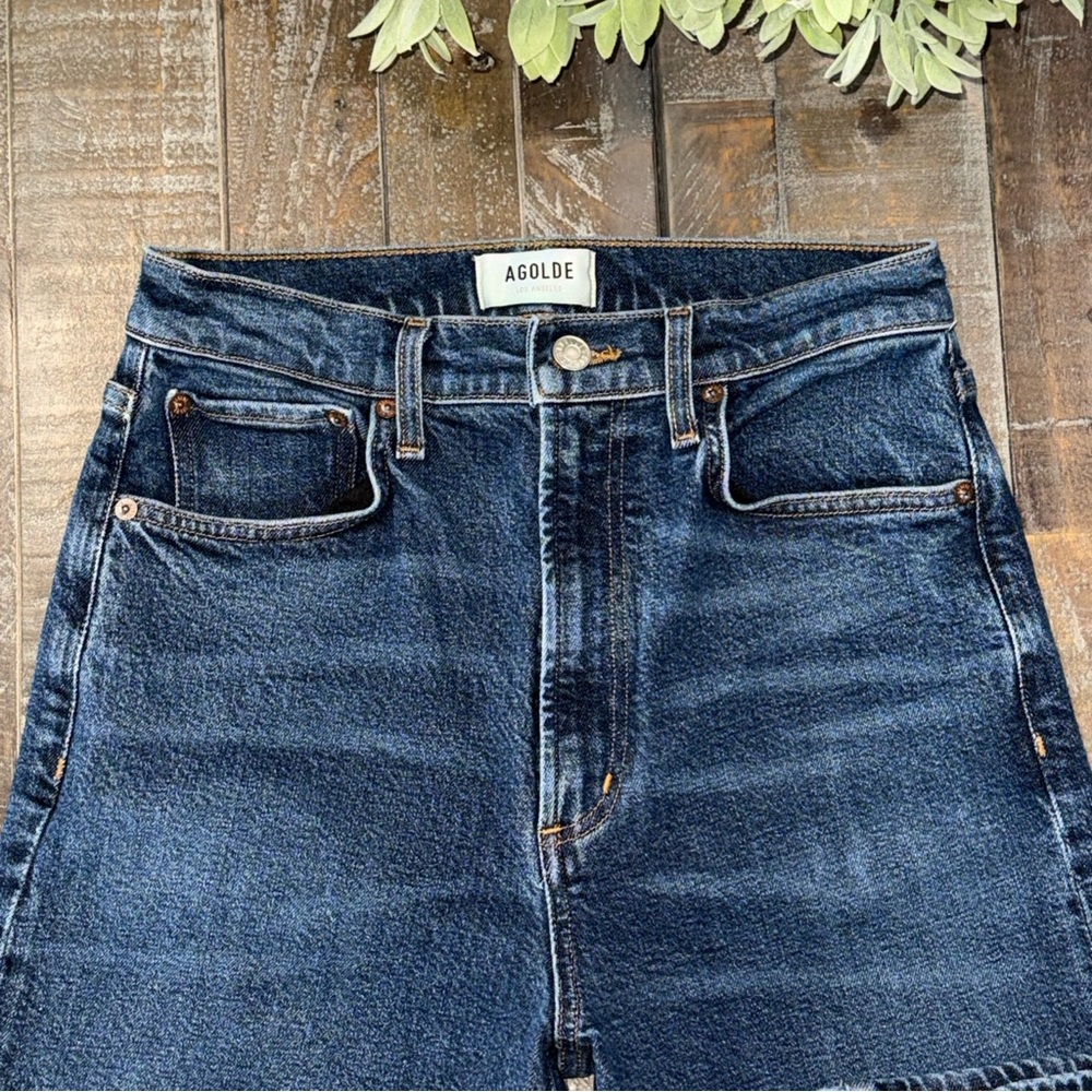 Agolde Dark Blue Stovepipe Leg Jeans